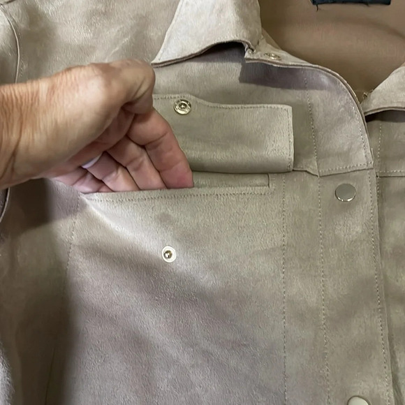 Truth By Republic faux suede shacket Snap Tan Oversize Soft Cozy Casual Womens L - Picture 5 of 11